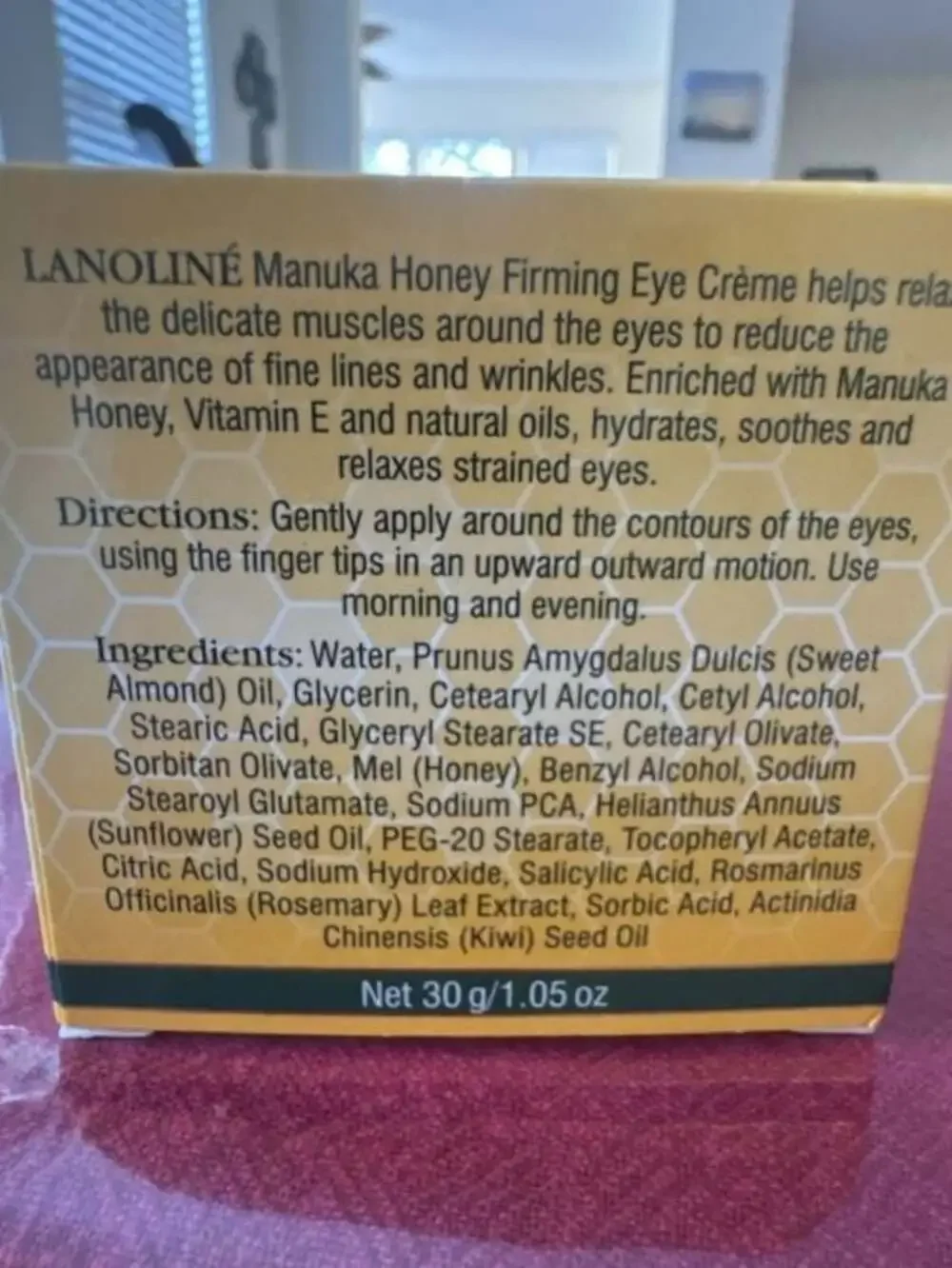 Lanoliné Manuka Honey Firming Eye Crème with Kiwi Fruit Seed Oil & Vitamin E (30